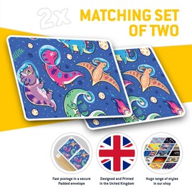 Rectangle Stickers (Set of 2) 10cm - Space Dinosaur Kids Fun Boys Fun Decals for Laptops,Tablets,Luggage,Scrap Booking,Fridges, 2160