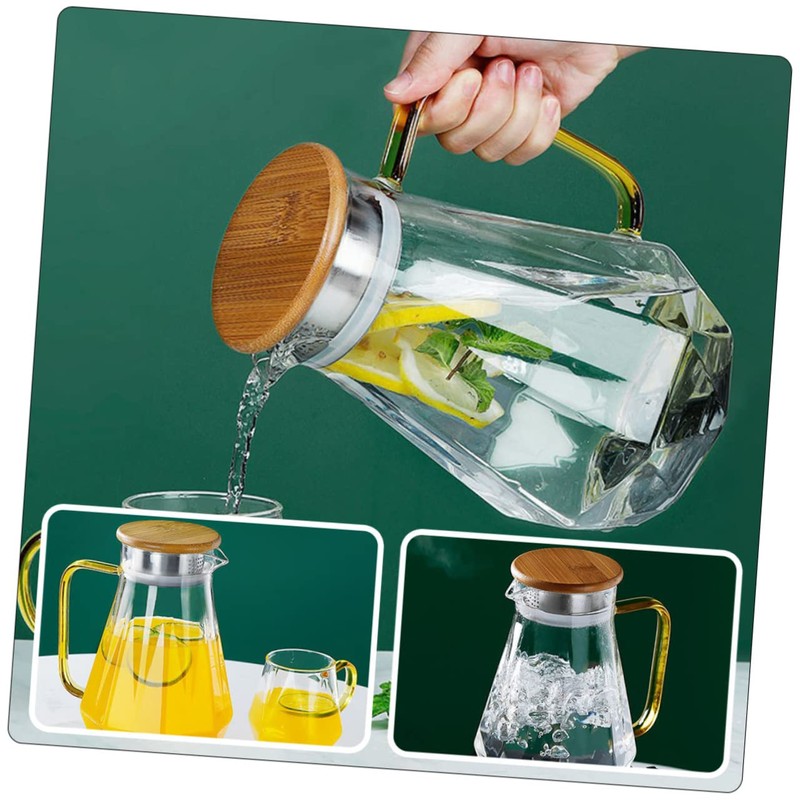 Sosoport 1Pc Capacity Glass Water Pitcher with Lid Practical Cold