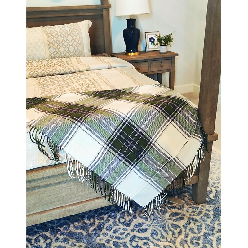 Fennco Styles Classic Plaid Pattern Fringe Throw Blanket 50" W