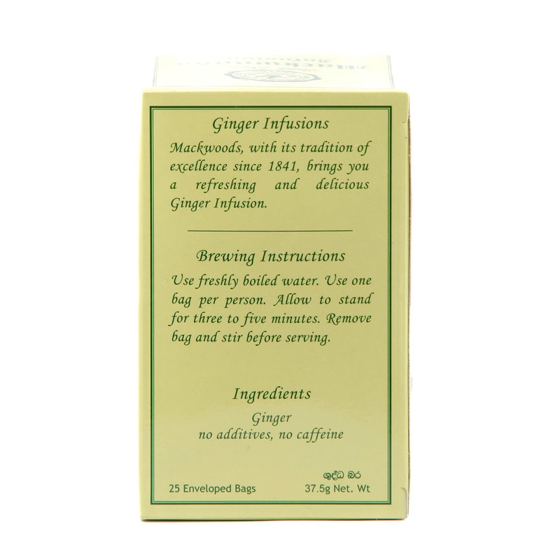 MACKWOODS GINGER HERBAL INFUSION IN 25 ENVELOPED TEA BAGS