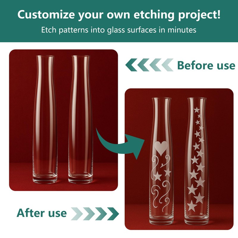 DINGSEN 3.5 oz Glass Etch Paste, Create Beautiful Art in