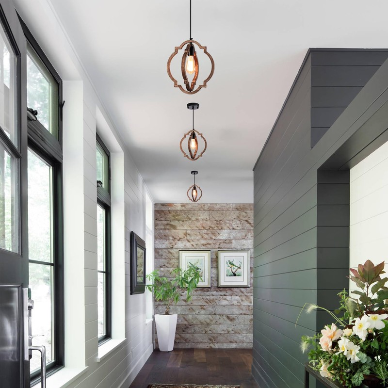 MWZ 3 Pack Farmhouse Pendant Lights Kitchen Island,Rustic 1-Light Small