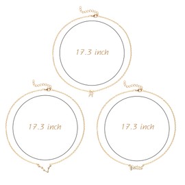PANTIDE 3Pcs Pisces Zodiac Layer Necklaces for Women Retro 14K Gold Plated 12 Constellation Pendant Necklaces Exquisite Letter Horoscope Old English Zodiac Sign Necklace Jewelry Birthday Gift