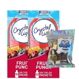 Candy Freezer Crystal-Light On The Go Drink Mix - Two (2) Pack of 10pck/0.13oz Pouches - Sugar-Free, Low-Calorie Refreshment Anytime, Anywhere and Candy Freezer Freeze Dried Ice Cream Bites (2 Pack, Fruit Punch) - Candy