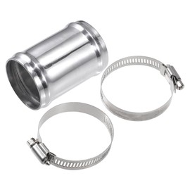 X AUTOHAUX OD 2" 51mm Length 3" 76mm Aluminum Alloy Tube Intercooler Pipe Straight Air Intake Tube with 2 Clamps Silver Tone for Car