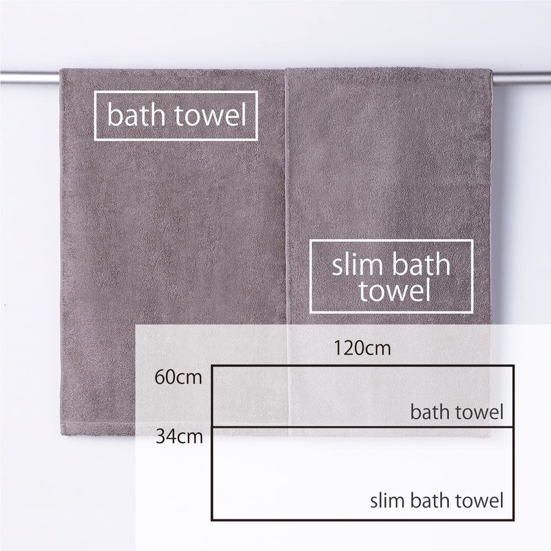 Hydrogin Chitan Hyd[AgTiO₂] 61-5019252 Basic Slim Bath Towels, Set of
