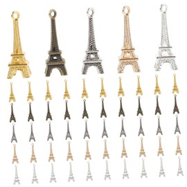 HOODANCOS 60 Pcs Keyring Tower Pendant Charm Bracelets for Women Hanging Tower Pendant Eiffel Tower Bead DIY Charm Pendant Mini Eiffel Tower Colorful Jewelry DIY Pendant Accessories Key Fob