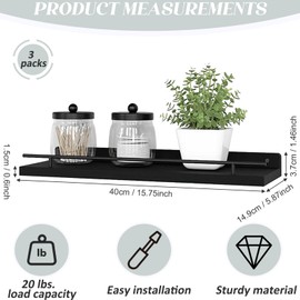 Mooisco Floating Shelves for Wall 3 Sets Wall Mounted Wood Shelves Bathroom Over Toilet Shelves Storage Shelf for Bathroom, Bedroom, Kitchen, 16 in Book Shelf Organizer for Home Decor, Brown