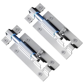 Door Lock Bolt with Screws, 2PCS Stainless Steel Door Latch, Silver Slide Bolts Lock, Security Barrel Sliding Latch, Catch Latch for Bathroom, Bedroom, Garden, Toilet