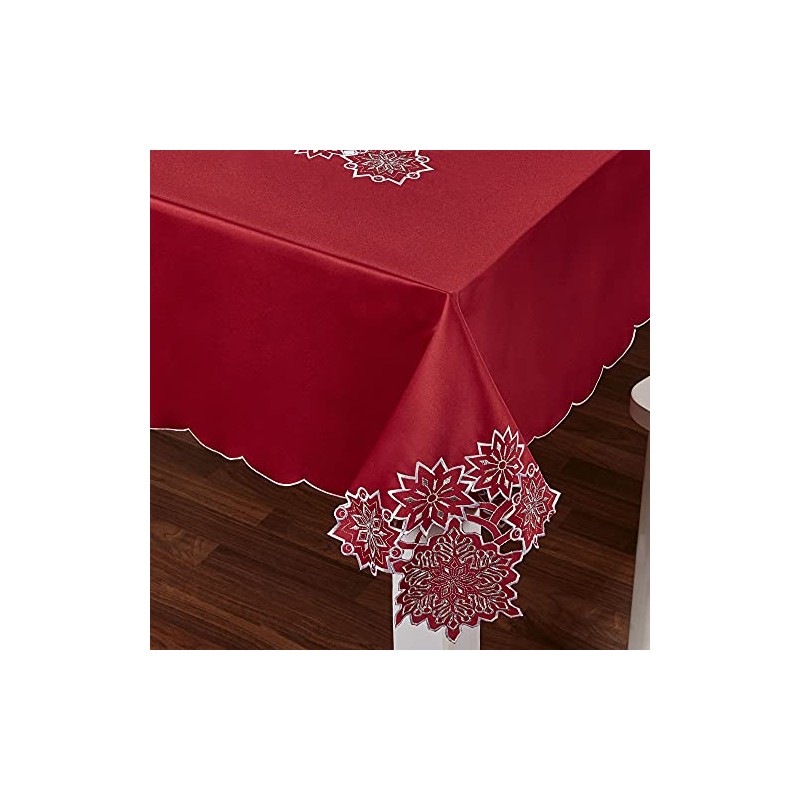 Snowflake Oblong Tablecloth Dark Red Dark Red 70 x 144