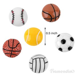 Framendino, 30Pack Assorted Sport Ball Slime Charms Football Volleyball Tennis Baseball Basketball Flat Back Resin Charms for DIY Crafts Scrapbooking