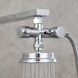 Tecmolog DSF014 2-Way Diverter Valve G 1/2 Brass Shut-Off Valve Shower T Adapter for Hand Shower Chrome