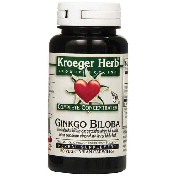 Kroeger Herb Ginkgo Biloba Vegetarian Capsules, 90 Count