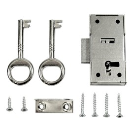 SN-TEC Screw-On Lock/Furniture Lock/Cupboard Lock with Handle, Backset: 15 mm (Total Width 30 mm), Can be Used Right/Left/Top/Bottom, Includes Strike Plate Including 2 Keys