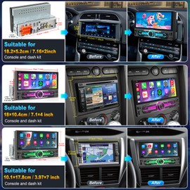 Single DIN Car Radio with Wireless CarPlay & Android Car, 6.8 Inch HD IPS Touch Screen, Voice Control, Bluetooth 5.2, FM/AM EQ DSP, GPS, Reversing Camera, SWC, USB Type-C Subwoofer