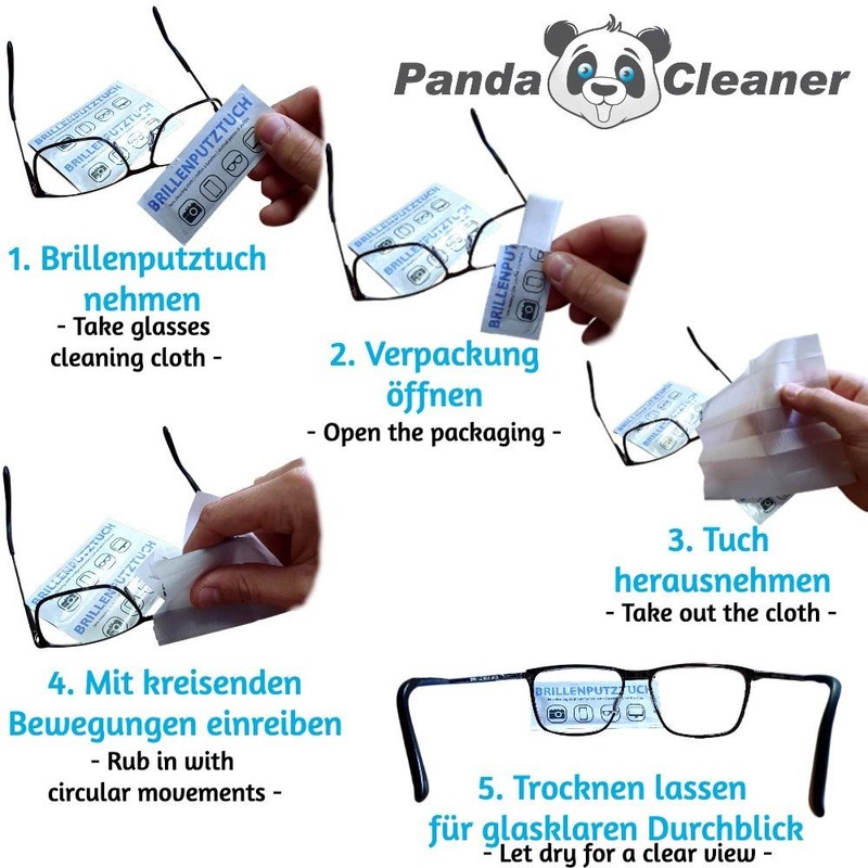 PandaCleaner Glasses Cleaning Cloths Wet Alcohol - Premium Glasses Cleaning