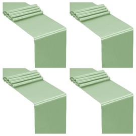 SiinvdaBZX - Camino de mesa de satén verde salvia, 4 unidades, 12 x 108 pulgadas de largo, decoración de satén suave brillante para bodas para fiestas de cumpleaños, buffet, banquetes, graduaciones,