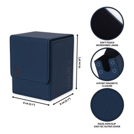 Vault X Premium Exo-Tec Deck Box - Large Size for 80+ Sleeved Cards - PVC Free Card Holder for TCG (Blue)