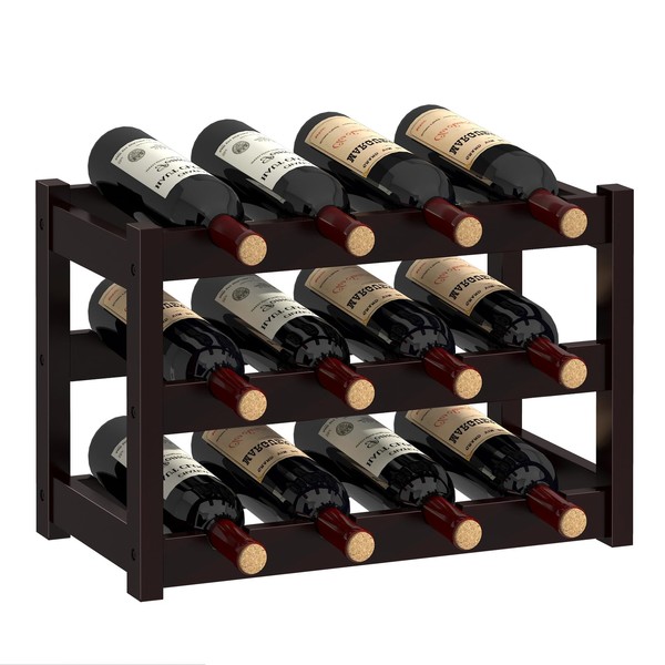 MOGELAFOO Bamboo Wine Rack, Freestanding Wine Storage Cabinet Shelf, Wine