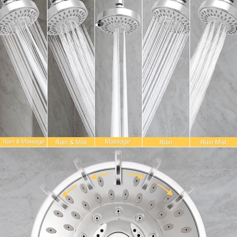 AISOSO Shower Head, 5 Modes High Pressure Shower Heads for