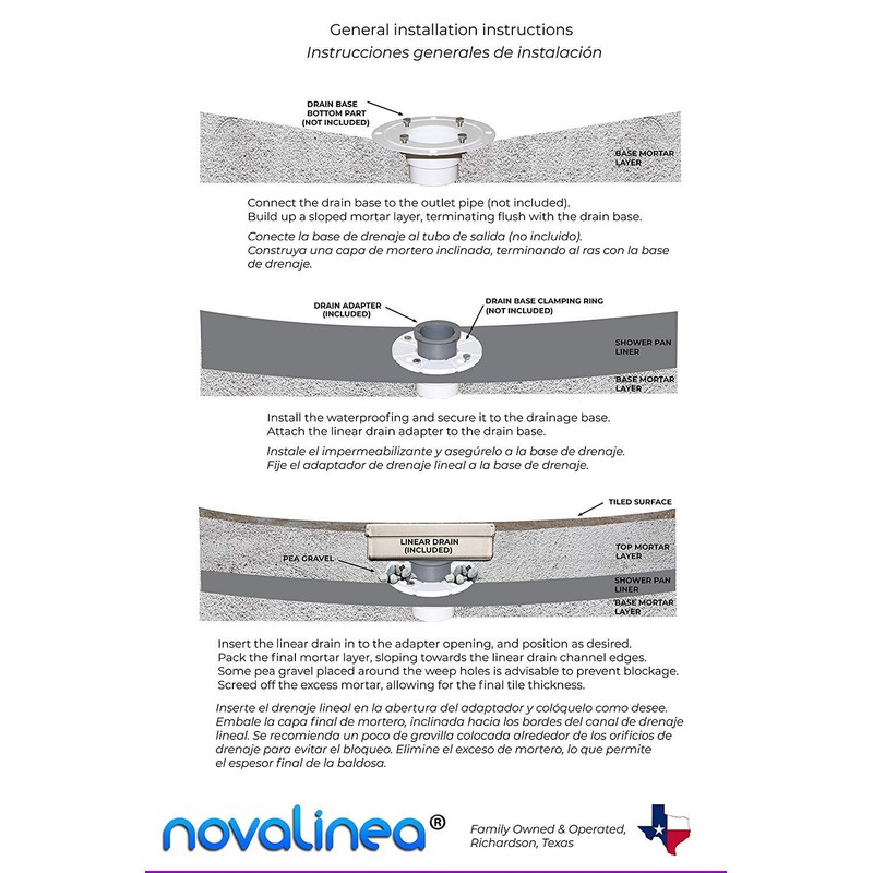 Novalinea ZA Linear Shower Drain - 32 Inch Brick Pattern