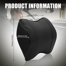 Mumjooyi Car Neck Pillow, Car Headrest Pillow, Soft Car Headrest Cushion with Adjustable Strap, Breathable, Removable Cover, Neck Pillow, Black (B)