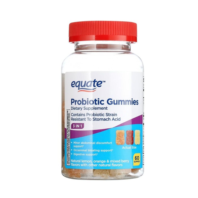 Equate Gomitas Probióticas de Suplemento Dietetico Diario 3 en 1,