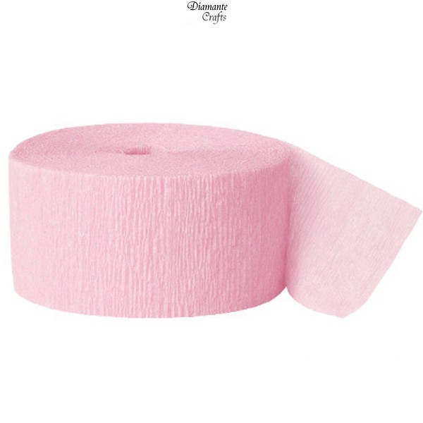 Diamante Crafts 3 x Crepe Paper Rolls 81ft - Streamer Decoration Bunting 24 metres -19 Colours (3 x Pastel Pink Crepe Rolls)