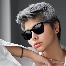 Joopin Rectangular Sunglasses Men's Polarised and Classic Sunglasses Women's Retro UV400 Unisex for Driving Hiking Tourism, b01-elegant black