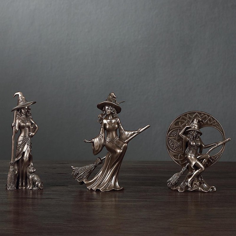 Copper Plated Witch Resin Crafts Home Decor Witch Wizard Resin