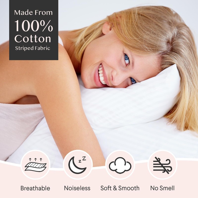 FAUNNA 600TC 100% Cotton Pillow Protectors, Queen Size (20x30), 4