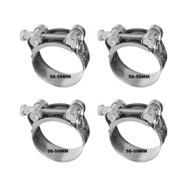 T Bolt Hose Clamps，4 Pieces 56-59MM Durable Exhaust Clamp Set, Hose Clips & Bolt Clip - Piping Secure Reliable Connection for Various Applications