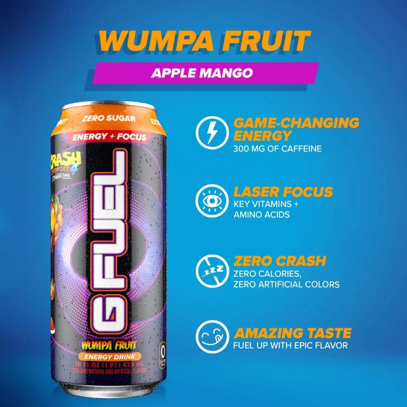 G Fuel Wumpa Fruit Energy Drink 16 Fl Oz Pack