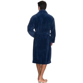 TowelSelections Men's Super Soft Plush Bathrobe Fleece Spa Robe Medium/Large Bijou Blue