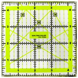 ANSIO Quilting Ruler, 4.5” Wide x 4.5” Long, Transparent, Double Colored Black and Neon Grid Lines for Easy Precision, Sewing Ruler Ideal for Quilting, Craft & Sewing, Patchworks