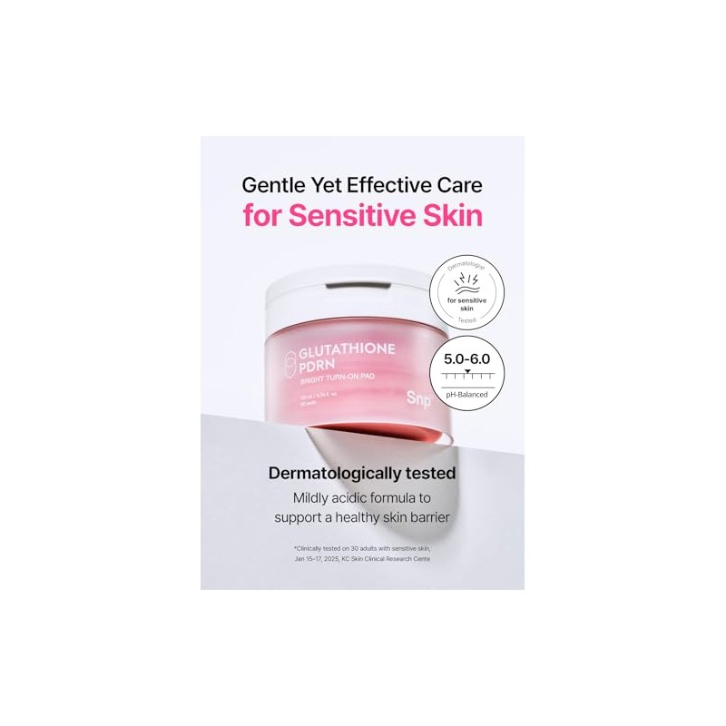 Snp PDRN+99% glutatión+niacinamida almohadillas de tóner facial | Almohadilla exfoliante