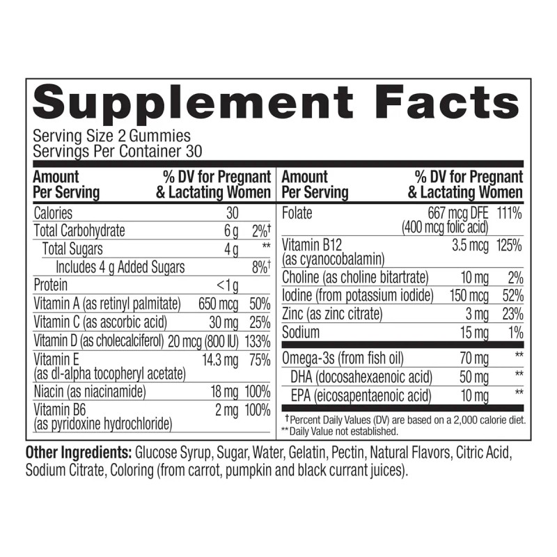 Multivitamínico Prenatal Acido Folico Dha Vitamina D Gomitas