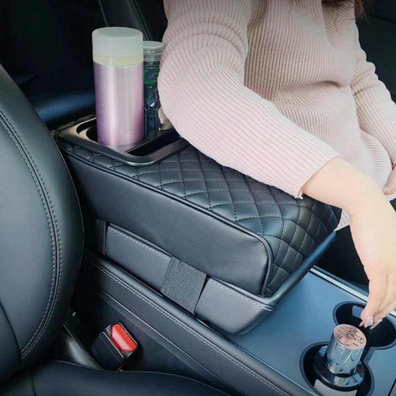 Unbranded Leather Car Center Console Cover with Cup Holders Universal
