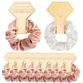 10 PCS Satin Scrunchies, Bridesmaid Gift Hair Scrunchies for Girls White and Gold Hairs Ties Bridesmaid Hair Accessories for Women Girls Hair Band Ponytail Holders Elegant Wedding Party Gifts