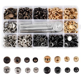 GIGIIS Press Stud Set 120 Copper Press Studs Snap Fasteners 12 mm Press Stud Set Metal Press Studs Kit with 4 Pieces Fixing Tool Kit for Leather Craft Jacket Wallet Handbag