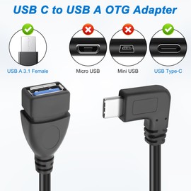 MEIRIYFA USB C auf USB 3.0 Adapter Kabel, 90 Grad USB 3.1 C Stecker auf USB 3.0 A Buchse OTG Kabel 5Gbps Daten-Ladekabel für Phones Tablet Laptop (Schwarz, 0.23m)