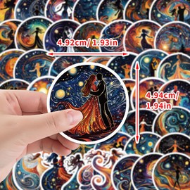 Starry Sky Oil Painting Sticker Set Stickers Teenagers Adults 50 Pieces Oil Painting Waterproof Vinyl Decals Car Motorcycles Bicycle Skateboard Snowboard Luggage Laptop Suitcase Helmet Motorcycle