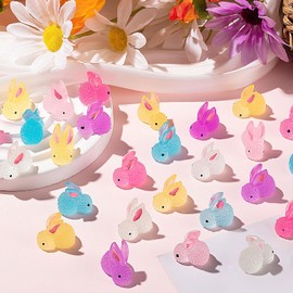 TCSYLSC 120Pcs Luminous Mini Resin Bunny, Miniature Bunny Figurines, Glow in The Dark Tiny Rabbit Ornament for Garden Landscape Aquarium Dollhouse Birthday Party Room Crafts Decor