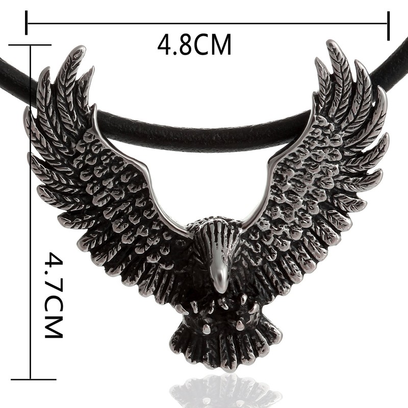 DonDon Men's Leather Necklace 50 cm with Stainless Steel Biker
