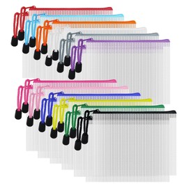 D-KINGCHY 24Pcs Zipper Storage Bags, Plastic Mesh Zippered Pouch for Organization, Waterproof Versatile Bags for Office Supplies School Travel