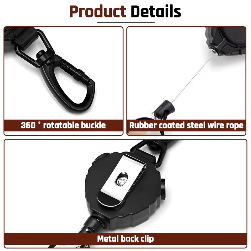 Retractable Keychain 2 Pack – Heavy Duty Carabiner Badge Reels