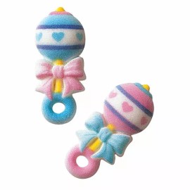 POSH BOXX Baby Shower Party  Sugar Top Decor - Boy or Girl Baby Rattle -  Kosher, 6 pk