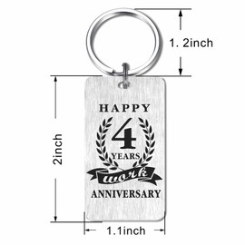 Gezxin Happy 4 Year Work Anniversary Keychain Gifts for Women Men Employee- 4th 4 Yr Four Year Work Anniversary Keychain Gifts for Boss Staff Coworker Colleague Presents
