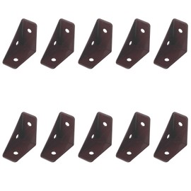 Leliafleury 10Pcs Angle Corner Brackets 38mm x 38mm Triangle Shelf Bracket Bed Corner Support with Screws for Table Desk Bed (Brown)