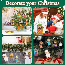 kockuu 12 adornos de Navidad para belén de Navidad, adornos de belén para árbol de Navidad, bonitas cifras religiosas cristianas de plástico, adornos